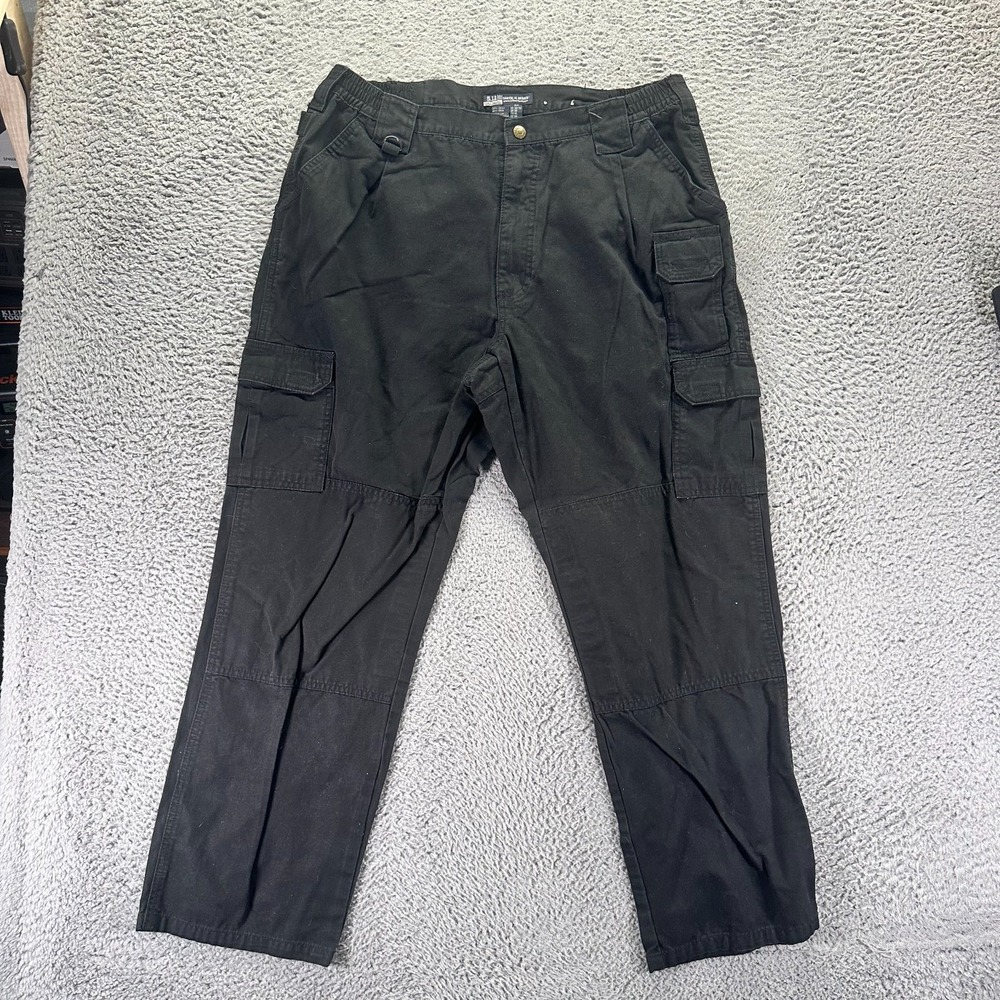 5.11 Tactical Pant Men 38x32 Black Cotton Canvas Cargo Straight Workwear Utility